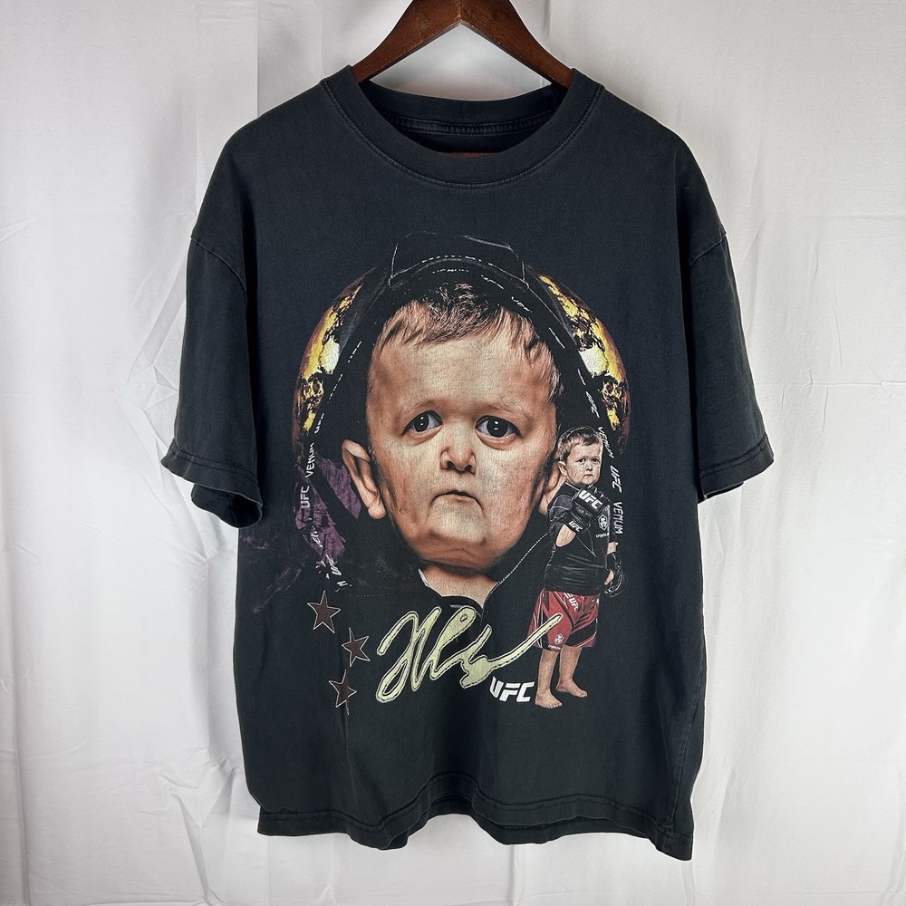 UFC Hasbulla Black Double Sided T-Shirt Men's Large‎ Black MMA Rap Tee